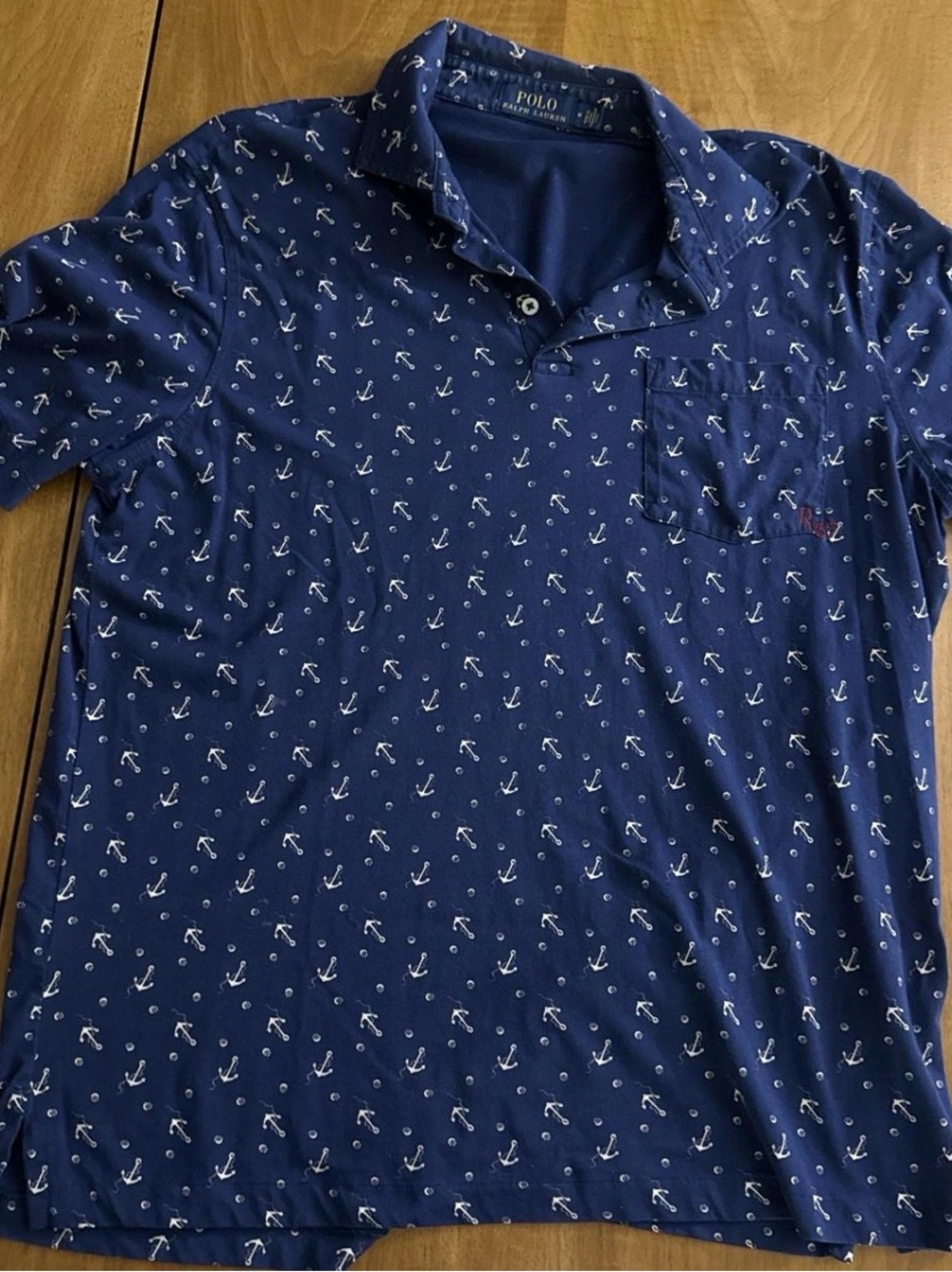 Polo by Ralph Lauren Navy Polo with White Anchor Print